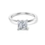 platinum princess moissanite prong set solitaire engagement ring 1