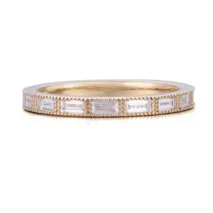 10k gold baguette lab grown diamond bezel eternity ring 1