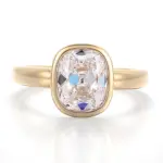 10k gold cushion lab grown diamond bezel solitaire engagement ring 1