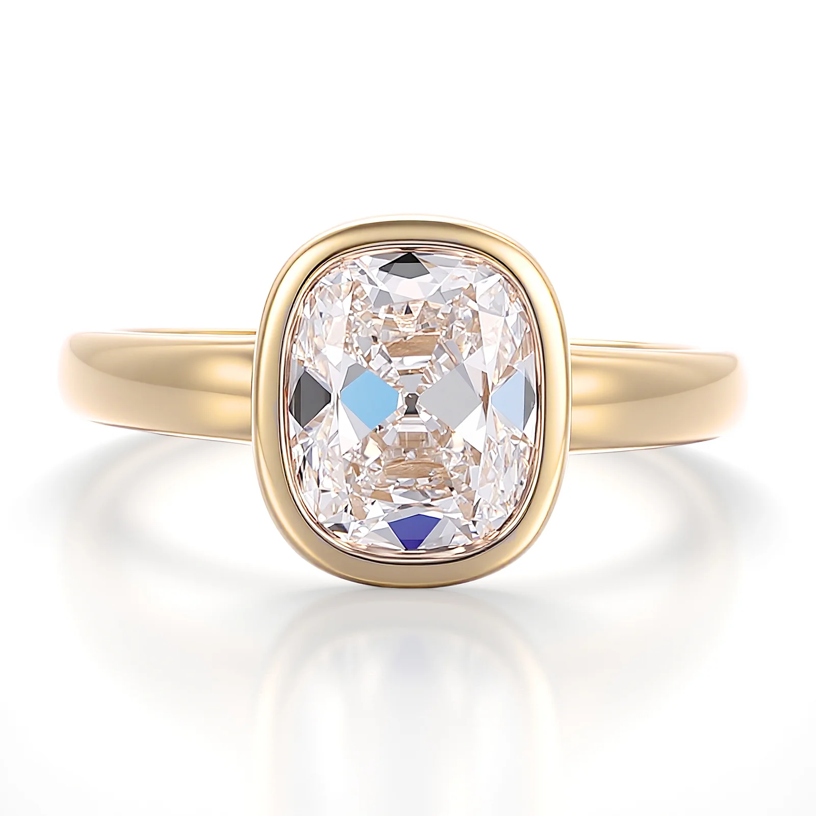 10k gold cushion lab grown diamond bezel solitaire engagement ring 1 10k gold cushion lab grown diamond bezel solitaire engagement ring 1
