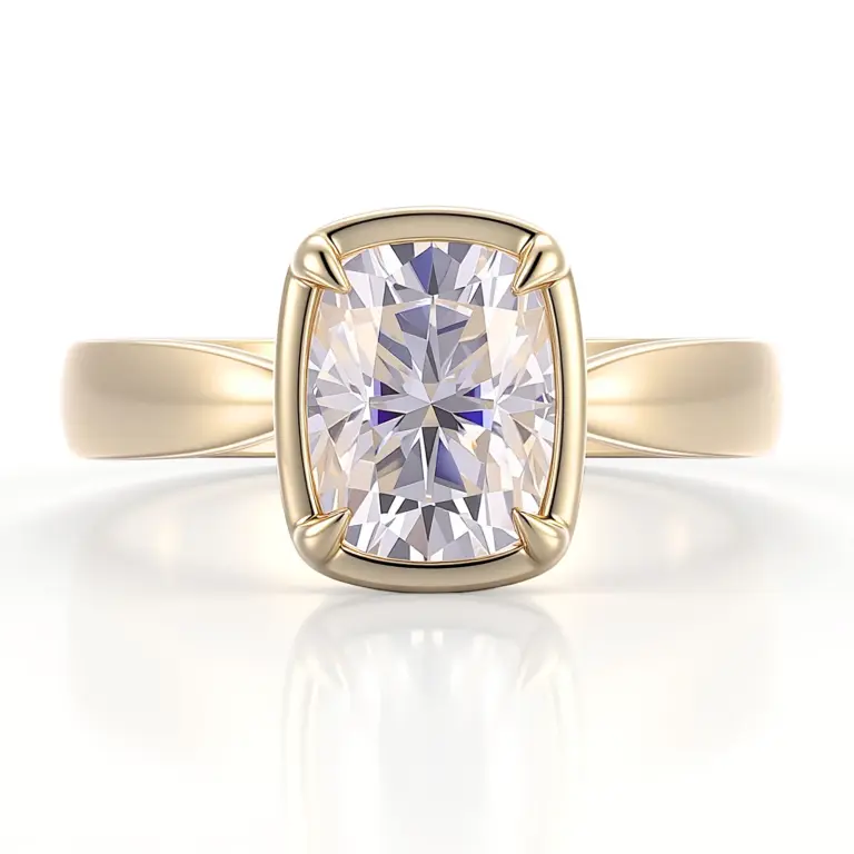 10k gold cushion lab grown diamond prong set solitaire engagement ring 1