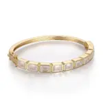 10k gold emerald lab grown diamond bezel bangle bracelet 1