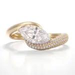 10k gold marquise lab grown diamond channel set split shank engagement ring 1