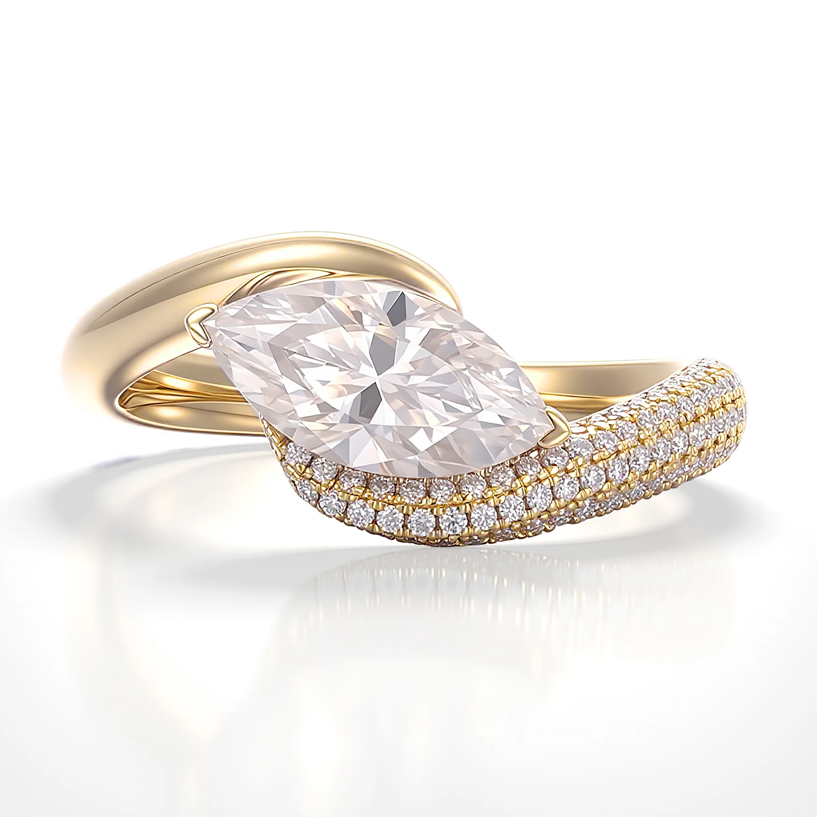 10k gold marquise lab grown diamond channel set split shank engagement ring 1 10k gold marquise lab grown diamond channel set split shank engagement ring 1