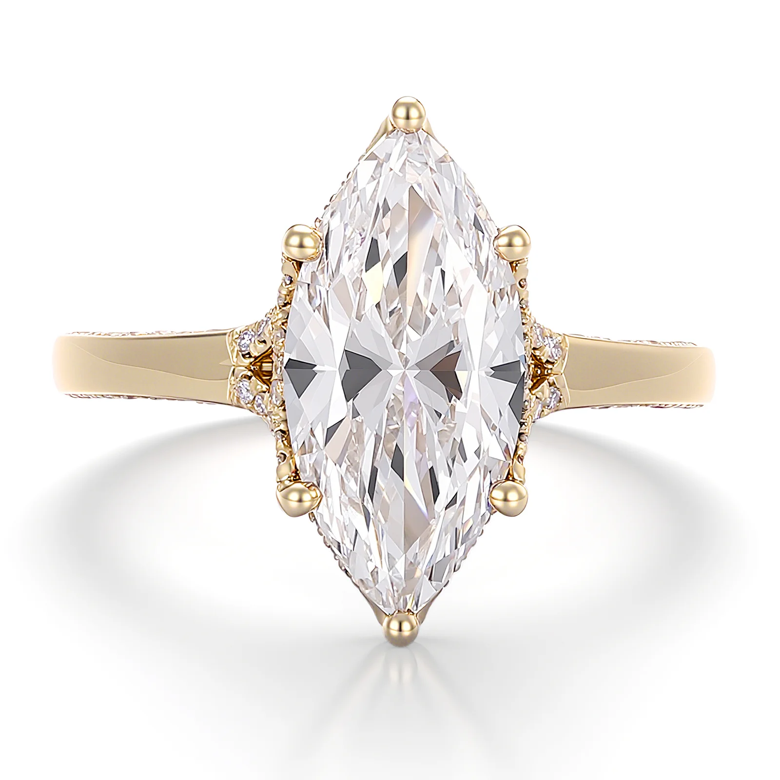 10k gold marquise lab grown diamond prong set cluster engagement ring 1 10k gold marquise lab grown diamond prong set cluster engagement ring 1