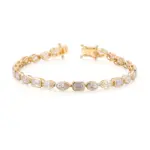 10k gold oval lab grown diamond bezel tennis bracelet 1