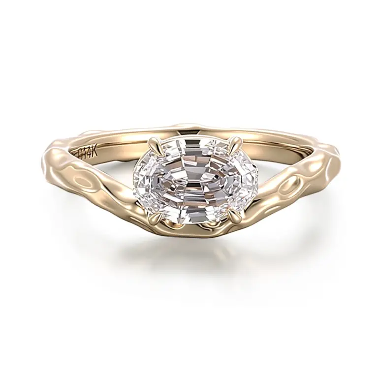 10k gold oval lab grown diamond prong set solitaire engagement ring 1