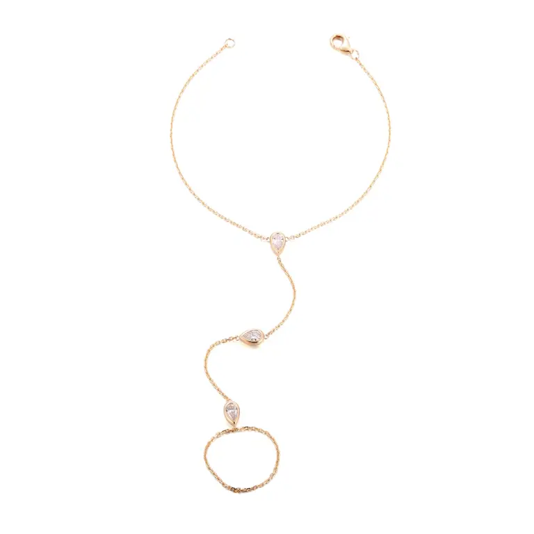 10k gold pear lab grown diamond bezel chain bracelet 1