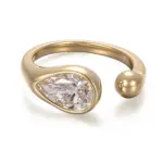10k gold pear lab grown diamond bezel solitaire engagement ring 1