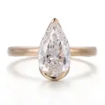 10k gold pear lab grown diamond channel set solitaire engagement ring 1