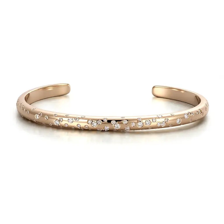 10k gold round lab grown diamond bezel bangle bracelet 1
