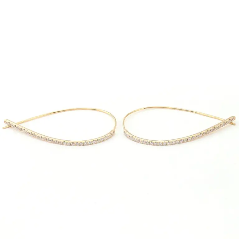 10k gold round lab grown diamond bezel hoop earring 1