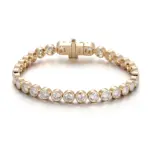 10k gold round lab grown diamond bezel tennis bracelet 1