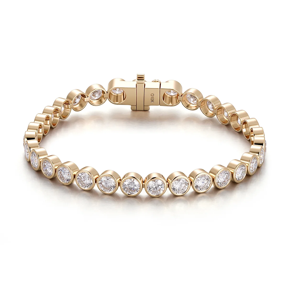 10k gold round lab grown diamond bezel tennis bracelet 1 10k gold round lab grown diamond bezel tennis bracelet 1