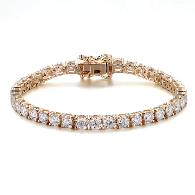 10k gold round lab grown diamond four prong tennis bracelet 1