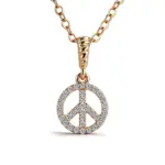 10k gold round lab grown diamond pave set pendent necklace 1