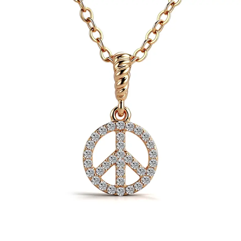 10k gold round lab grown diamond pave set pendent necklace 1