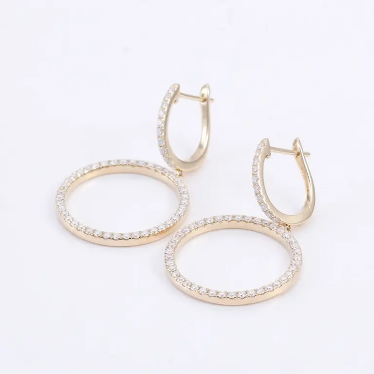 10k gold round lab grown diamond prong set drop earring 1