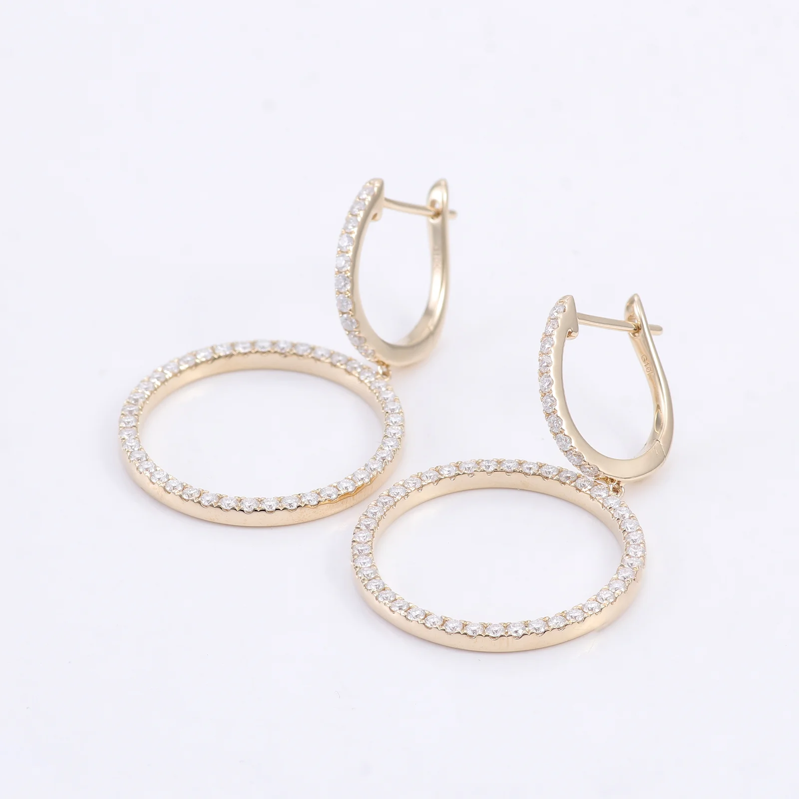 10k gold round lab grown diamond prong set drop earring 1 10k gold round lab grown diamond prong set drop earring 1
