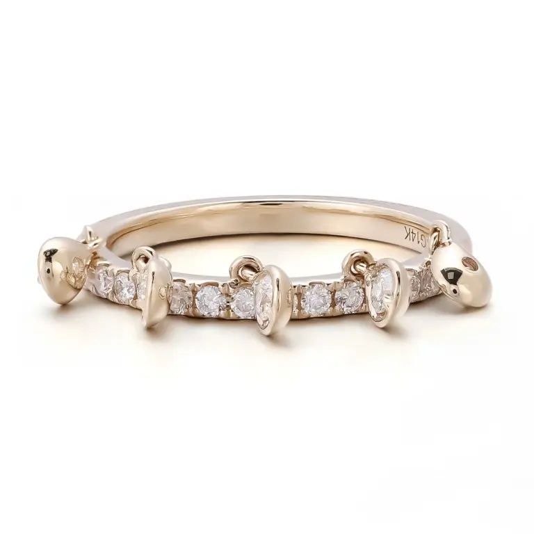 10k gold round lab grown diamond prong set eternity ring 1