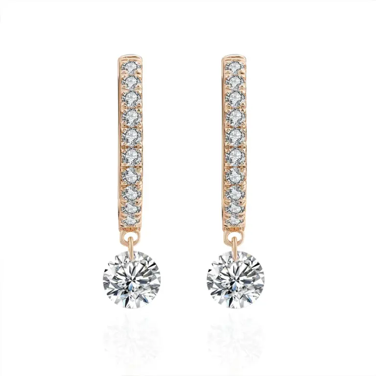 10k gold round lab grown diamond prong set hoop earring 1