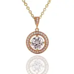 10k gold round lab grown diamond prong set pendent necklace 1