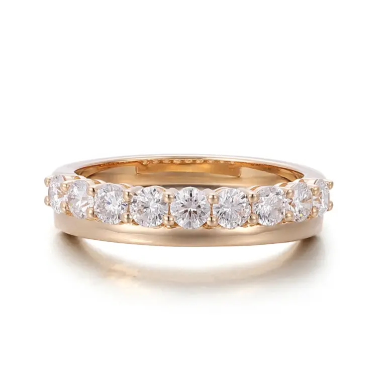 10k gold round lab grown diamond prong seting eternity ring 1