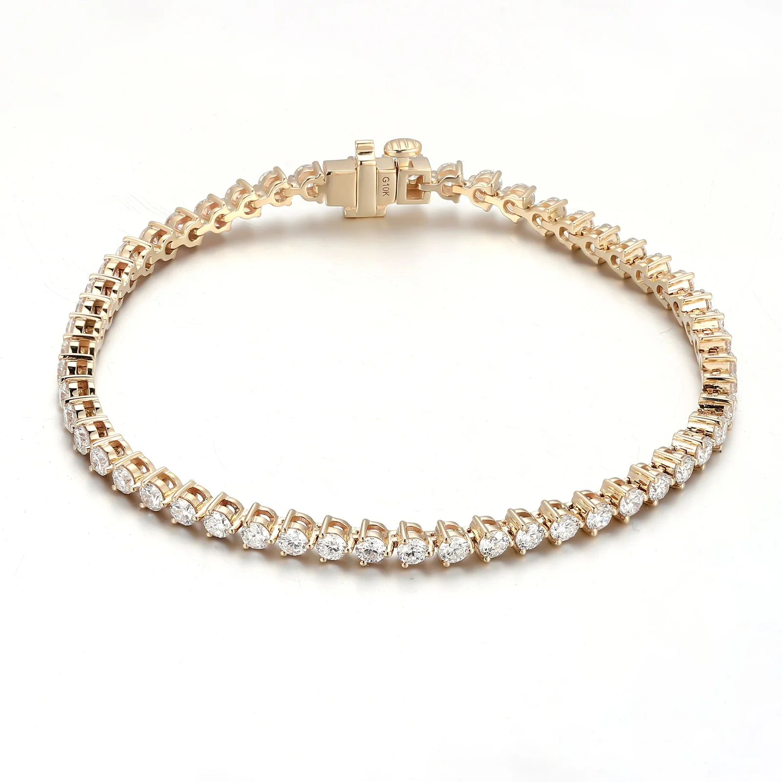 10k gold round lab grown diamond three prong tennis bracelet 1 10k gold round lab grown diamond three prong tennis bracelet 1