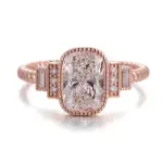 10k rose gold cushion lab grown diamond bezel cluster engagement ring 1