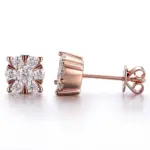 10k rose gold round lab grown diamond prong set stud earring 1