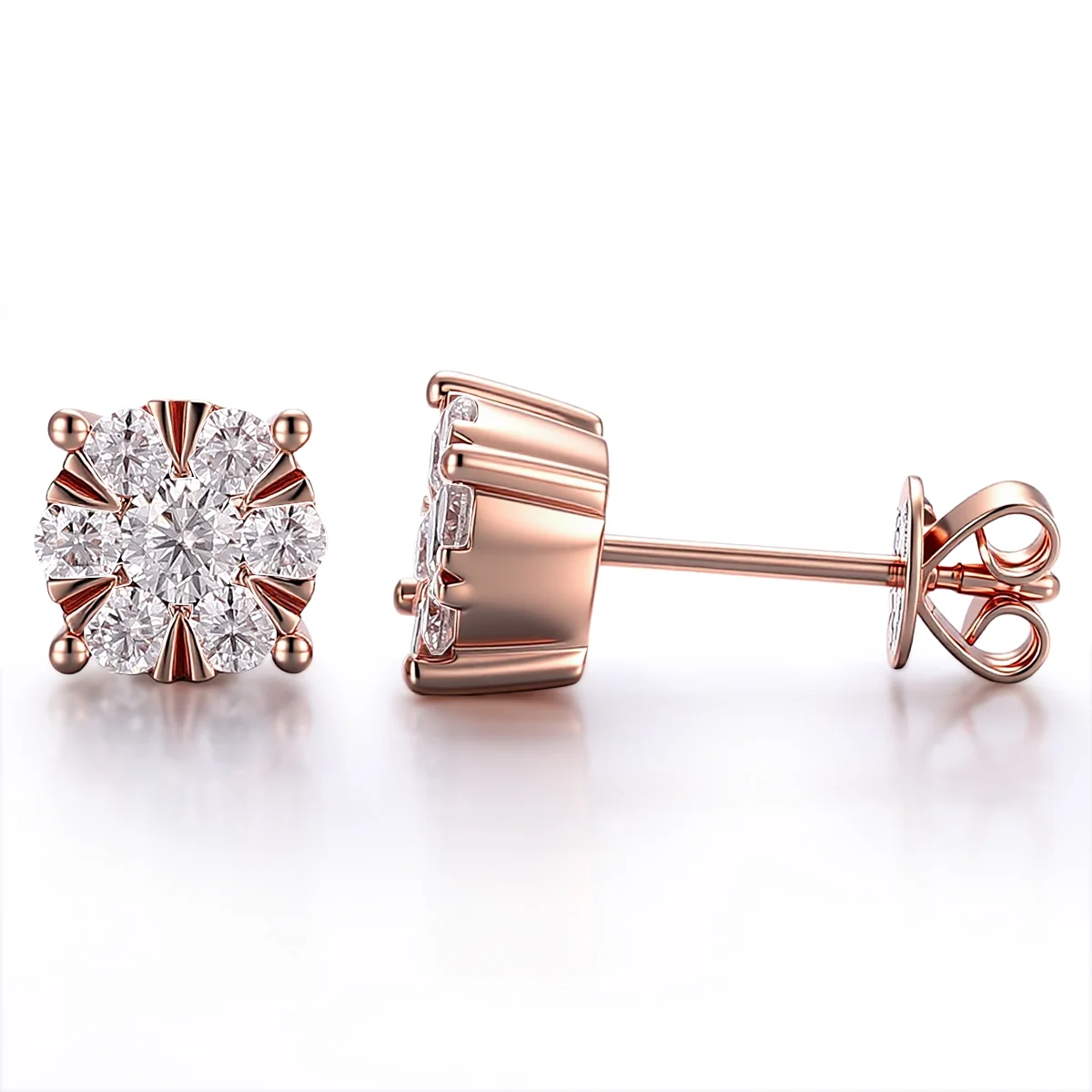10k rose gold round lab grown diamond prong set stud earring 1 10k rose gold round lab grown diamond prong set stud earring 1