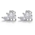10k white gold marquise lab grown diamond prong set stud earring 1