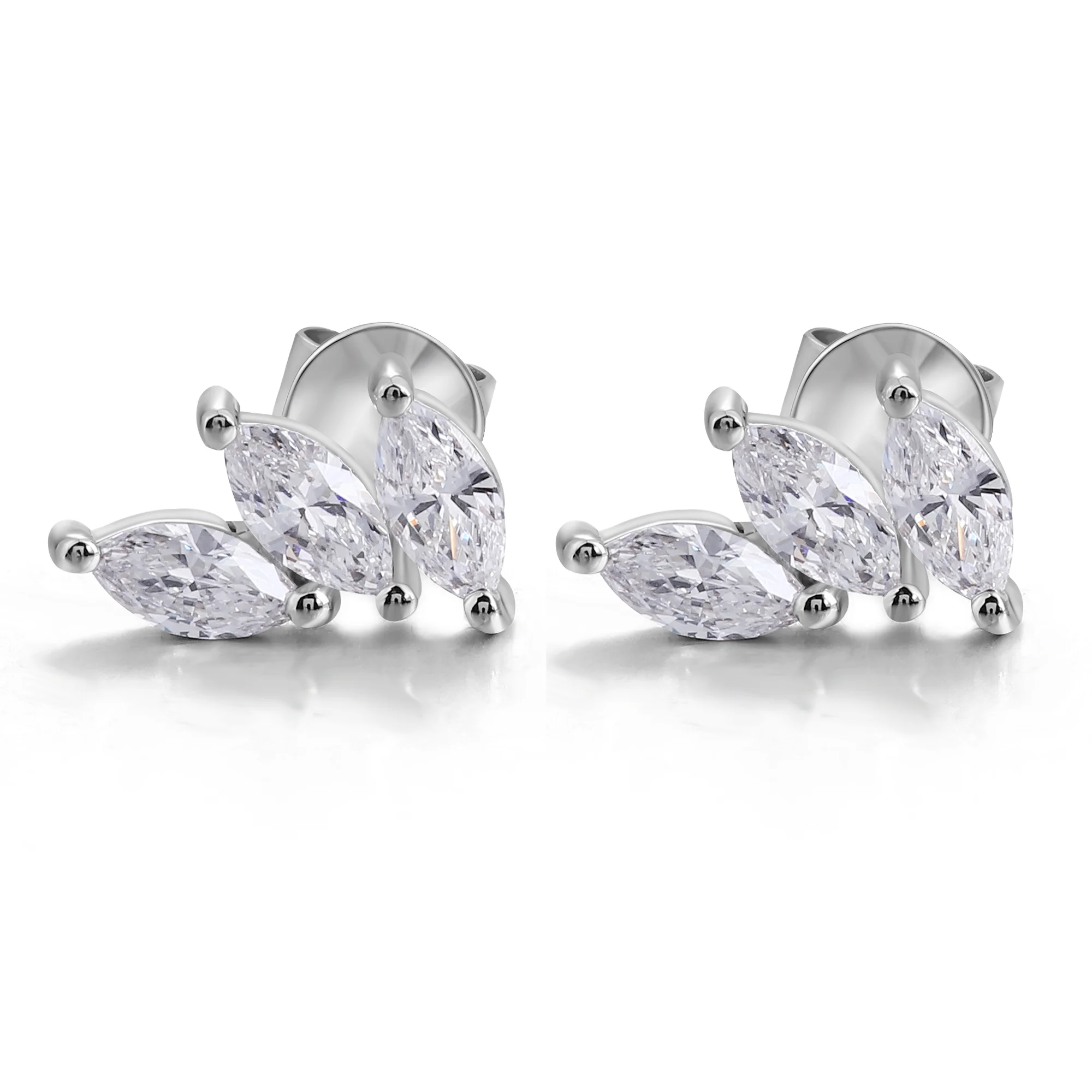 10k white gold marquise lab grown diamond prong set stud earring 1 10k white gold marquise lab grown diamond prong set stud earring 1