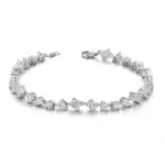 10k white gold oval lab grown diamond prong set chain bracelet 1