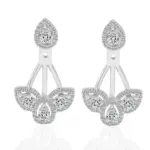 10k white gold pear lab grown diamond prong set drop earring 1