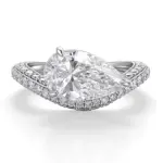 10k white gold pear lab grown diamond prong set side stone engagement ring 1