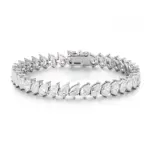 10k white gold pear lab grown diamond prong set tennis bracelet 1