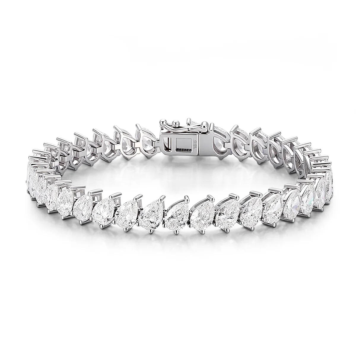 10k white gold pear lab grown diamond prong set tennis bracelet 1 10k white gold pear lab grown diamond prong set tennis bracelet 1