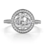 10k white gold round lab grown diamond bezel halo engagement ring 1