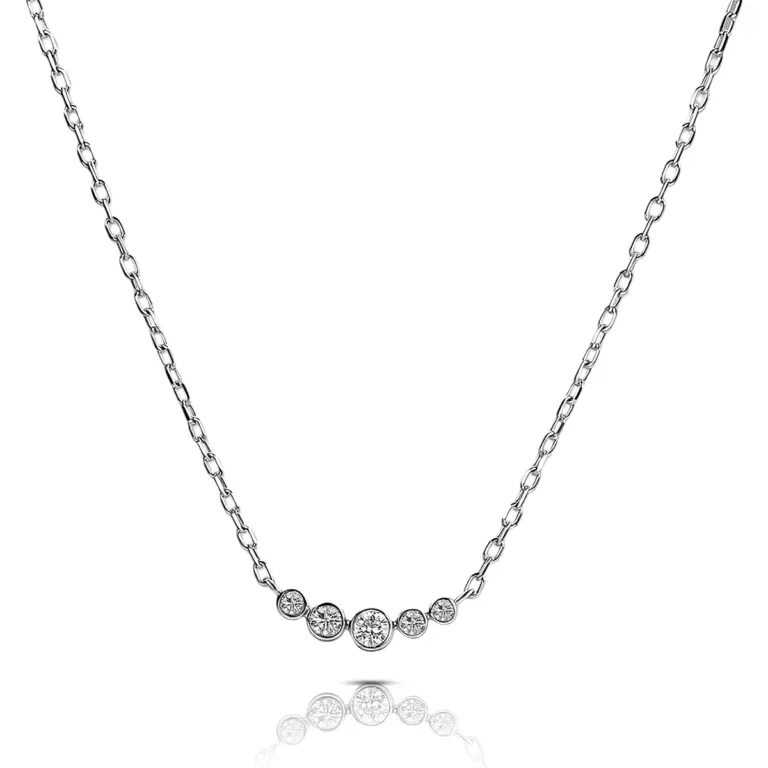 10k white gold round lab grown diamond bezel pendent necklace 1