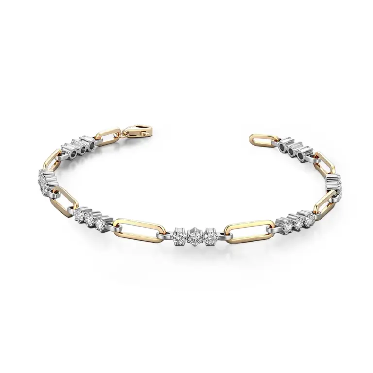 10k white gold round lab grown diamond prong set chain bracelet 1