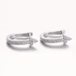 10k white gold round lab grown diamond prong set hoop earring 1
