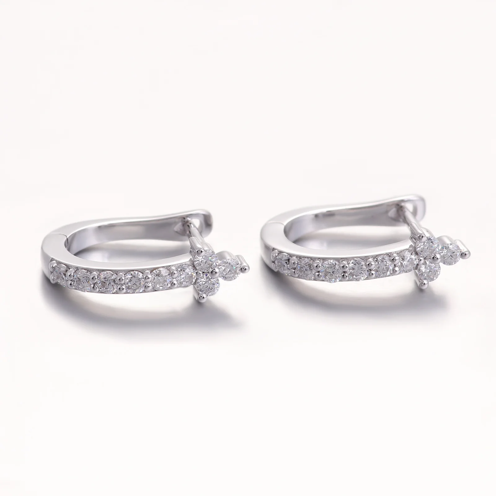10k white gold round lab grown diamond prong set hoop earring 1 10k white gold round lab grown diamond prong set hoop earring 1