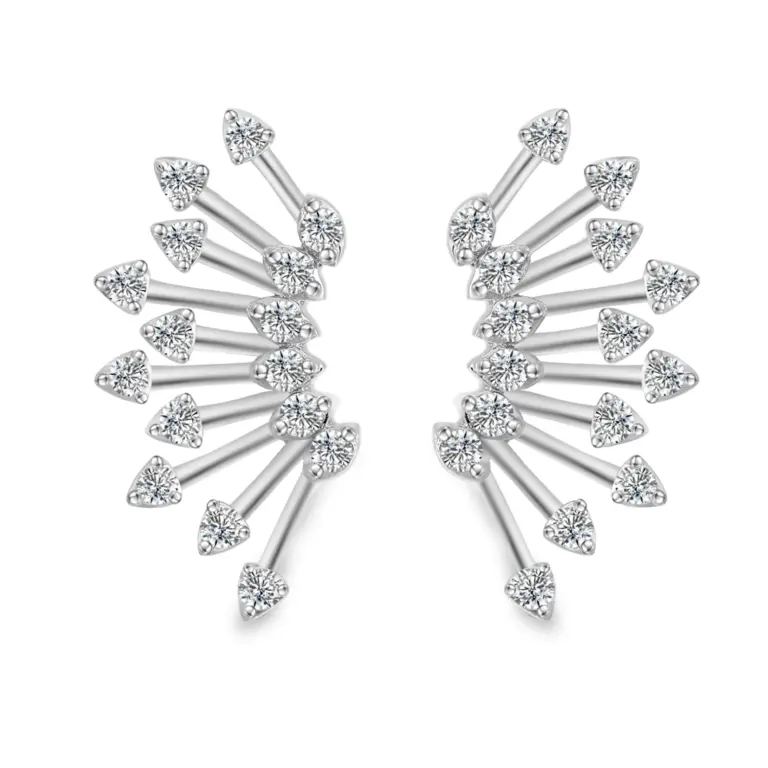 10k white gold round lab grown diamond prong set stud earring 1