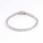 10k white gold round lab grown diamond three prong tennis bracelet 1