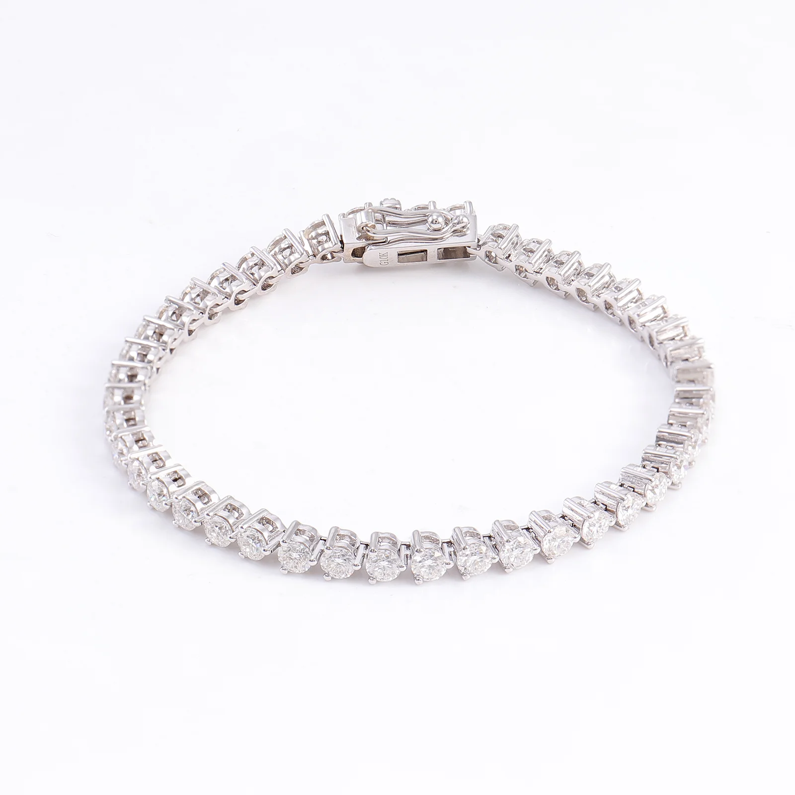 10k white gold round lab grown diamond three prong tennis bracelet 1 10k white gold round lab grown diamond three prong tennis bracelet 1
