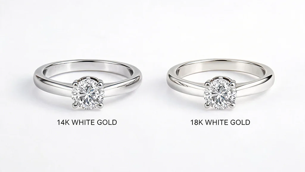 14K white gold compared with 18K white gold engagement rings