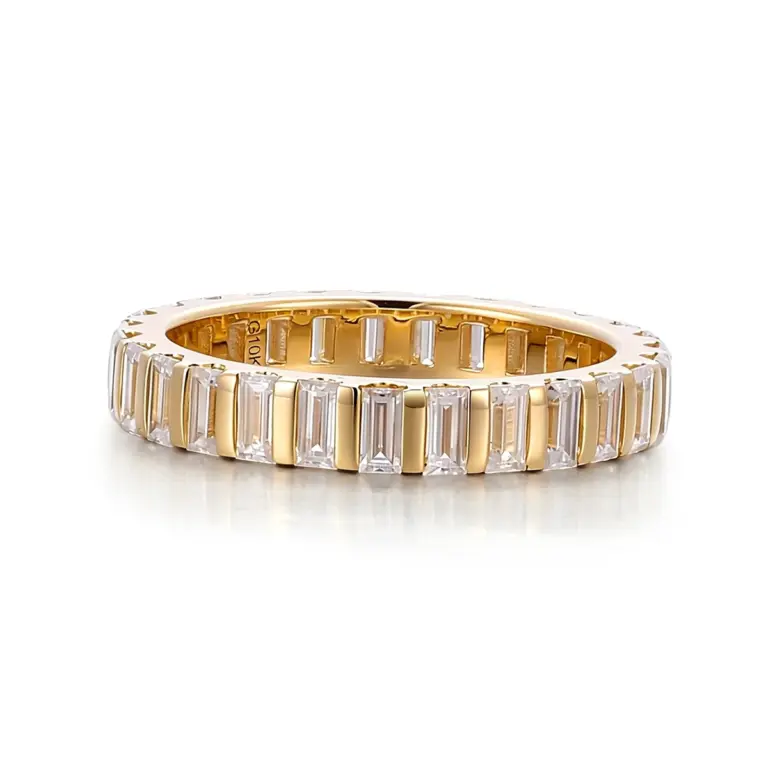 14k gold baguette lab grown diamond channel set eternity ring 1