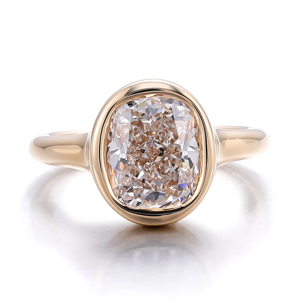 14k gold cushion lab grown diamond bezel solitaire engagement ring 1 14k gold cushion lab grown diamond bezel solitaire engagement ring 1