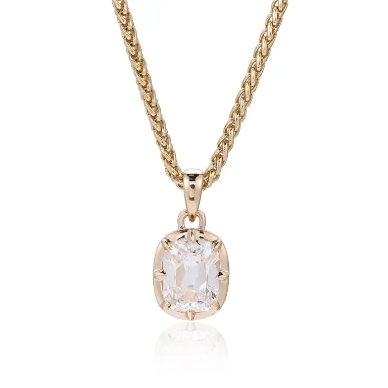 14k gold cushion lab grown diamond prong set pendent necklace 1